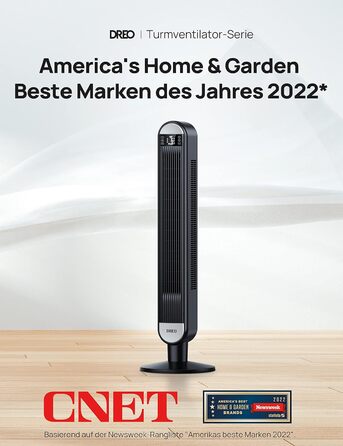 Розумний безшумний баштовий вентилятор Dreo 25 дБ з охолодженням, 106 см вентилятор з WiFi Alexa, коливальний вентилятор 90, пульт