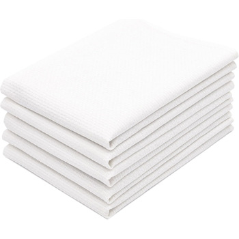 Набір з 5 чайних рушників - бавовна 50x75 см - м'які та міцні кухонні рушники - можна прати до 95C - білого кольору - якість для г