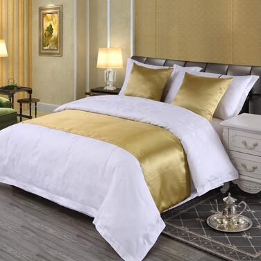 Доріжка та наволочка, шаль, простирадло, покривало, атласна постільна білизна, шарф, прикраса для спальні для одномісного, двомісного та королівського ліжка (колір золотий, розмір 50x260 см (для ліжка 2 м) золотий)