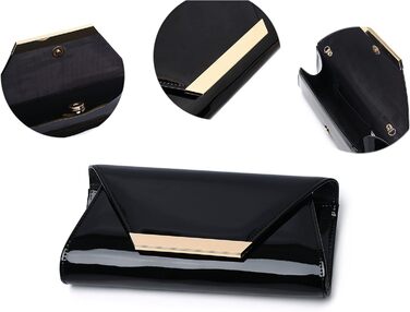 Жіноча лакована сумочка-клатч для вечірок, чорна