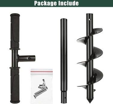 Ручний бур для землі, 10 x 60 см, набір садових бурів, чорний бур, сталевий бур для акумуляторної дрелідини, для саду, посадки та глибокого розпушування ґрунту