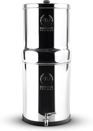 Фільтр для питної води Phoenix Gravity 6 літрів із самопливом із нержавіючої сталі з 2 картриджами Phoenix Carbon для води, кран із нержавіючої сталі