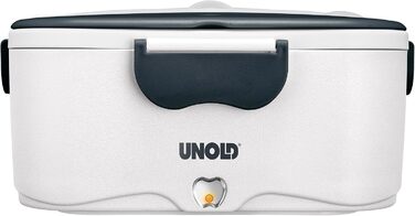 Електричний ланчбокс UNOLD 58850 - білий, 1,5 літра, пластик, для розігріву їжі в дорозі або в офісі, можна мити в посудомийній машині, знімний контейнер з нержавіючої сталі