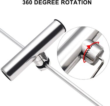 Тримач для вудки Geloo з нержавіючої сталі, для кріплення на регульовані тримачі для вудки на рейках, кріплення з нержавіючої сталі, для човнів, рейок яхт, від 22 мм до 26 мм (A)