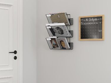 Міцний металевий тримач для журналів EasyPAG з 3 відділеннями, настінний тримач для журналів, тримач для файлів, тримач для документів, підвісний органайзер для журналів, тримач для флаєрів, диспенсер для брошур, чорний