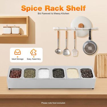 Контейнерів для інгредієнтів з сітки, контейнери для інгредієнтів з нержавіючої сталі, контейнери для гарнірів, барні контейнери, для ресторанів, магазинів хот-потів, магазинів молочного чаю, фруктових магазинів, 2 л x 6, 104 x 22,5 x 22 см, 6