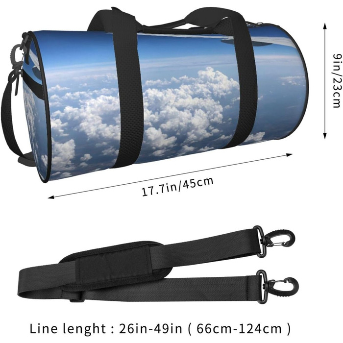 Спортивна сумка, дорожня сумка, принт Авіалайнер, сумка на нічліг, чорна, універсальний розмір, сумка для подорожей