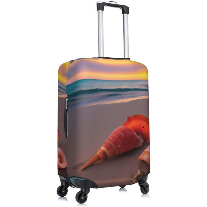 Чохол для валізи Захід Сонця на Морському Узбережжі, міцний захист для багажу, підходить для валіз розміром 45.7-81.3 см, Чорний, Великий розмір