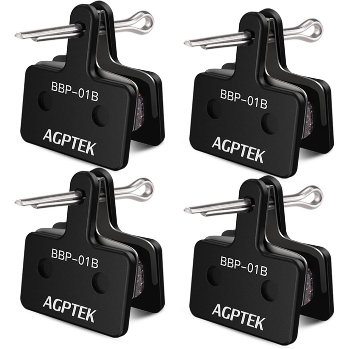 Гальмівні колодки AGPTEK 4 шт. для велосипеда, дискові гальмівні колодки, високопродуктивні гальмівні колодки, дискові гальмівні колодки та пружина (смола) для гірських велосипедів, дискові гальма, велосипедні колодки, гальмівні колодки (4 шт.), чорні