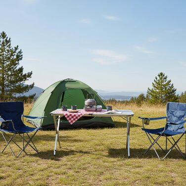 Алюмінієвий кемпінговий стіл CampFeuer для 4 осіб 140 x 70 x 70 см Складаний, розкладний та регульований по висоті Алюмінієвий розкладний стіл, згортається стіл для кемпінгу, саду та патіо