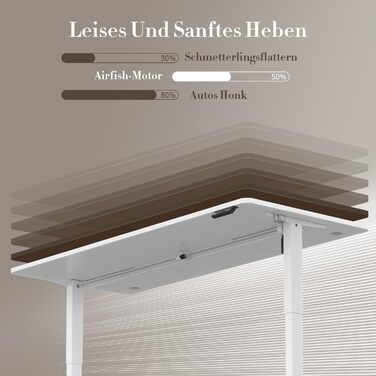 Стіл Airfish з регульованою висотою 160x70 см з USB-портом, електрично регульований стіл з функцією пам&39яті, 73-118 см, білий