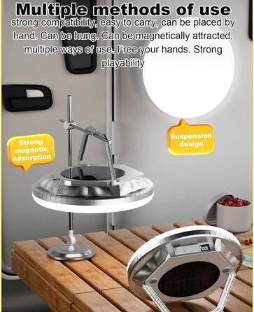 Світлодіодний кемпінговий ліхтар, 1600 люмен, сонячний ліхтар для намету, водонепроникний, портативний, кемпінговий ліхтар, для походів, використання на вулиці, в саду, на подвір&39ї, на патіо, на балконі, для походів, сріблястий