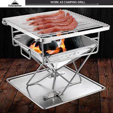 Портативний гриль Campingmoon, складне вогнище для вулиці, дров&39яна піч з нержавіючої сталі для 1-2 осіб з сумкою для перенесення X-MINI-PRO Міні-гриль на деревному вугіллі CM-X-MINI-PRO
