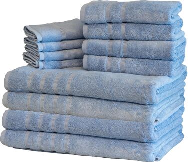 Набір розкішних турецьких рушників Mosobam, XL, 35 x 70 см, 16 x 30 см, 13 x 13 см, Allure Blue, 700 г/м, бамбукова віскоза та еге