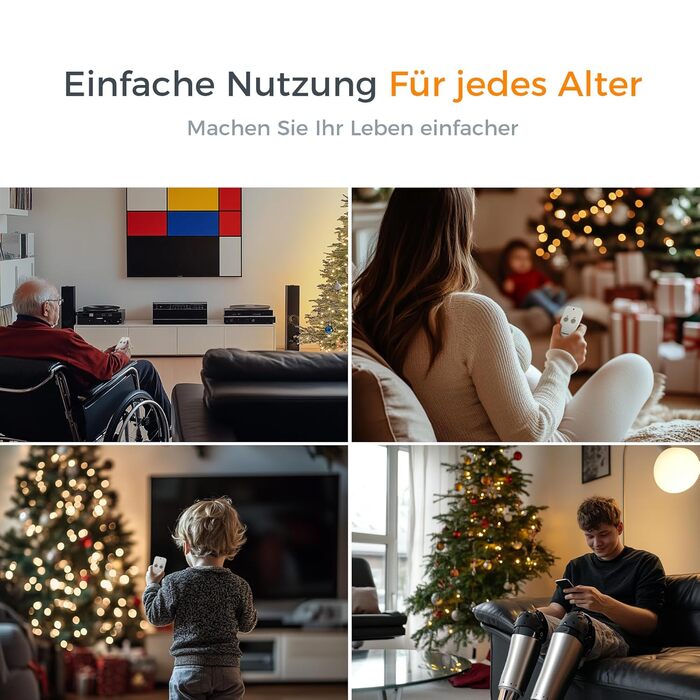 Бездротові розетки TESSAN з комплектом дистанційного керування, 3 розетки з 1 ручним передавачем, діапазон 30,5M, вилки з дистанційним керуванням для інтер&39єру, побутової техніки та світильників, 2300W, білі