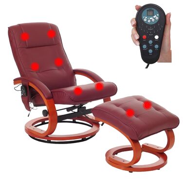 Масажу-реклайнер Mendler Pescatori II, розслаблююче масажне крісло, функція масажу - Бордо