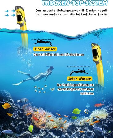 Набір для сноркелінгу QcoQce для дорослих, суха трубка з маскою для дайвінгу із загартованого скла із захистом від запотівання та протікання, панорамний вид та легке дихання для сноркелінгу та дайвінгу