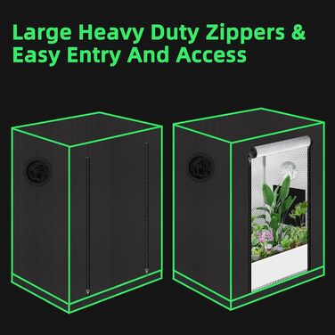 Гроубокс 55x40x65 см з оглядовим вікном, піддоном, вентиляційним отвором та виходом для кабелів (Чорний, Поліестер)