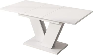 Розкладний обідній стіл 120/160 * 80 см, для 4-6 осіб, прямокутний, потовщена стільниця, V-подібні ніжки, білий