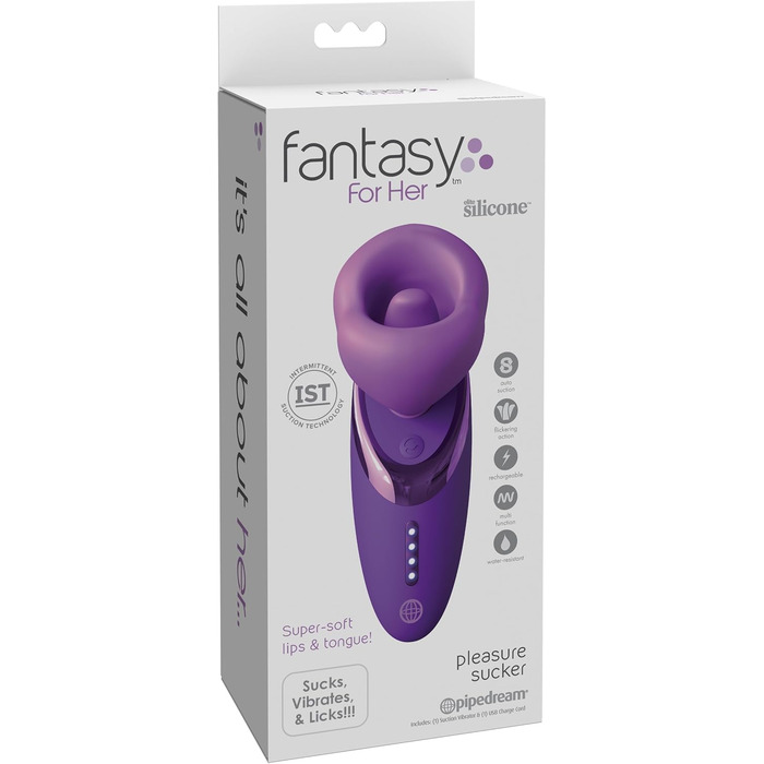 Вібратор Fantasy for Her Pleasure Sucker для жінок, фіолетовий, 17,8 см