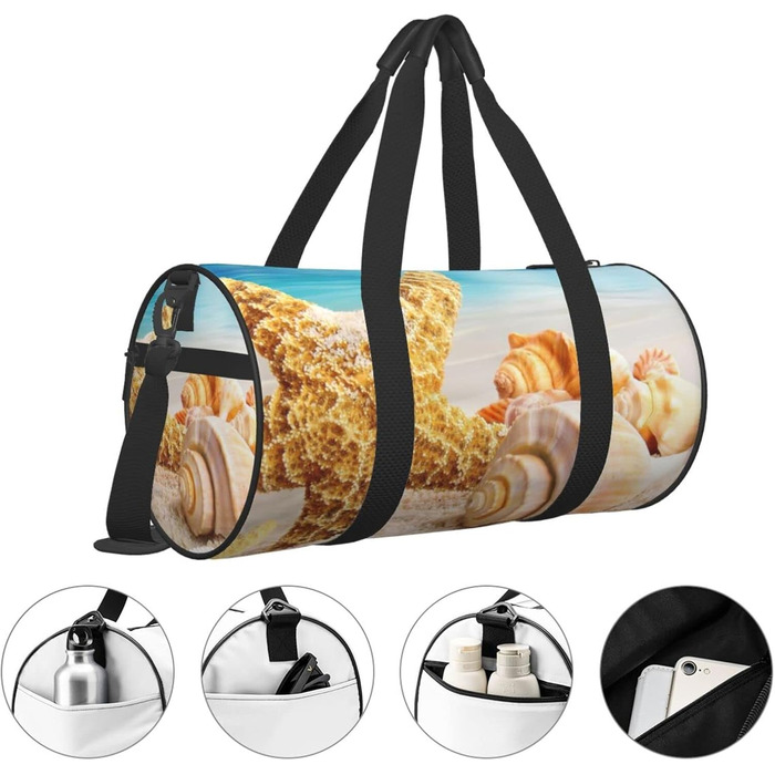 Дорожня сумка-циліндр з морським мотивом мушлі, океан, пляж - спортивна сумка для чоловіків та жінок