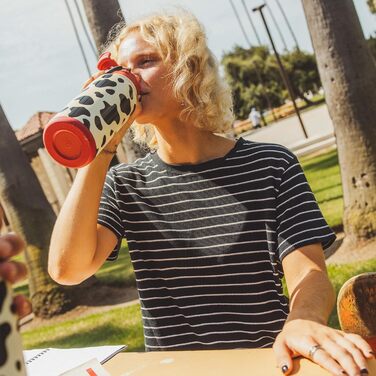 ПЛЯШКА ПЛЯШКА Пляшка для води з нержавіючої сталі 1 л з трубочкою герметична ізольована пляшка для спорту та тренажерного залу, з відділенням для таблеток, без BPA, з подвійними стінками (у формі корови)