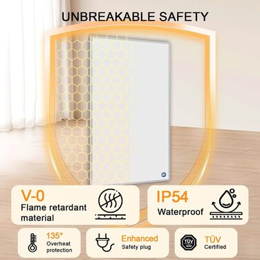 Інфрачервоний обігрівач 300 Вт, енергозберігаючий інфрачервоний настінний обігрівач - інфрачервоний радіатор опалення, нагрівальна панель - електричний обігрівач із захистом від перегріву - 500 * 600 мм - сертифікований TV 300 Вт - основа