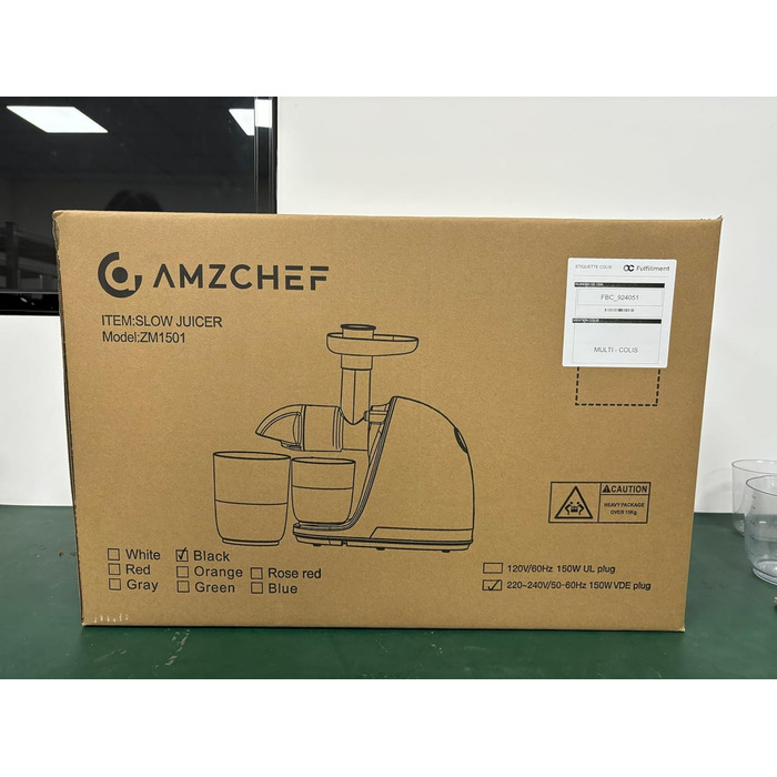 Переможець тесту овочів та фруктів AMZCHEF Juicer - Соковижималка Slow Juicer з функцією зворотного жування - Ніжне подрібнення без фільтрації - Електрична соковижималка зі щіткою та 2 чашками - Срібло