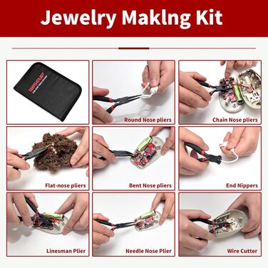 Набір міні-плоскогубців 8 шт. гострі, круглі, плоскі, довгі, з вигнутими та діагональними губками, кусачки та плоскогубці для рукоділля, електроніки та ювелірної справи, в чохлі