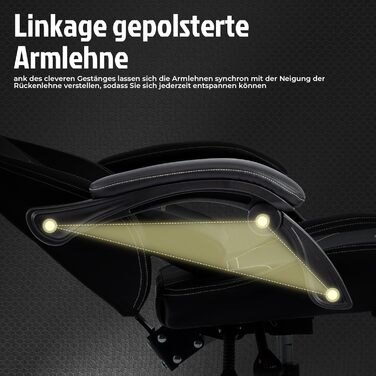 Ергономічне ігрове крісло, офісне крісло з підставкою для ніг, гоночне комп&39ютерне крісло, регульована висота, м&39яке, поперекова підтримка, чорне