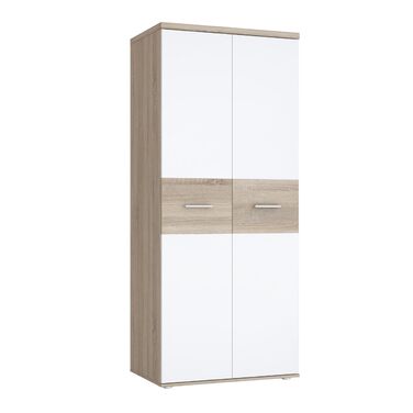 Гардероб Forte WINNIE 80, сучасна шафа, дитяча шафа, спальня, скандинавський стиль, 2-дверна, декор дуба сонома/білий, 80 см завширшки x 189 см заввишки x 53 см завглибшки