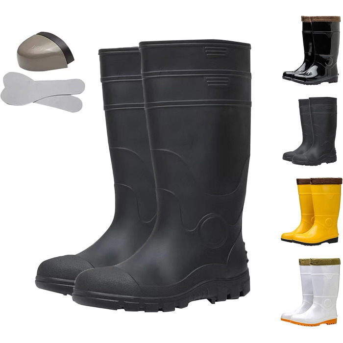 Лабораторні гумові чоботи для чоловіків, з теплою підкладкою, високі гумові чоботи до коліна, термоізоляція, чоботи без шнурівки для риболовлі, полювання та садівництва, нековзні водонепроникні гумові чоботи, D, 40 2/3 EU