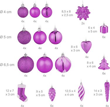 Різдвяні кульки набір із 72 рожеві Relaxdays