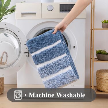 Комплект килимків для ванної SHACOS, 3 предмети, нековзний килимок для ванної, синій, м&39які килимки для ванної, водопоглинаючий килимок для душу, комплект килимків для ванної, що миються, 40x6050x8050x60 см, 40x6050x80U50x60 см, синій