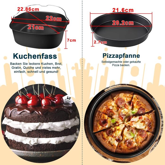 Набір аксесуарів для фритюрниці з 11 предметів, аксесуари для квадратної фритюрниці без бісфенолу А XXL сумісні з Philips Airfryer XXL 7.2 л, 8.3 л, COSORI 5.5 л, Tefal 6.5 л, Cecotec 6L Air Fryer