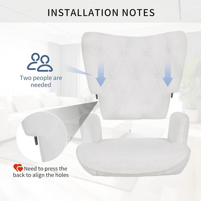 Крісло CLEVICH з підніжкою - Затишне крісло для відпочинку з підніжкою, крісло для читання, крісло з тканини Тедді для вітальні та спальні - До 168 кг, Біле