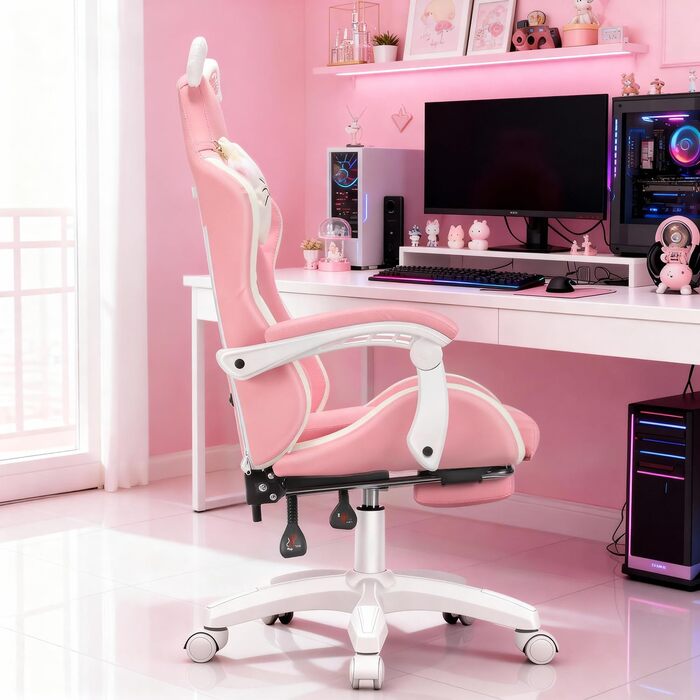 Ігрове крісло Ергономічне ігрове крісло Настільне крісло з тканинною поверхнею, пружинною подушкою сидіння, з&39єднувальними підлокітниками та підставкою для ніг