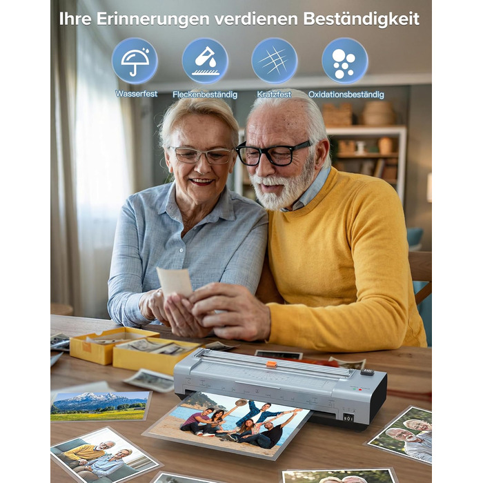 Дюймовий ламінатор A3/A4 з 20 пакетами для ламінування, гарячий та холодний ламінатор, ABS-пластик із захистом від застрягання, 10-в-1 ламінатор з різаком, тримером та закруглювачем кутів для офісу, школи та дому (синій), 13-