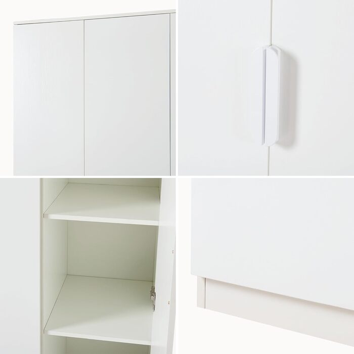 Шафа Eiselfing, 3-дверна шафа, 176 x 120 x 52 см, Шафа для спальні, 1 вішалка для одягу, 4 відділення, білий