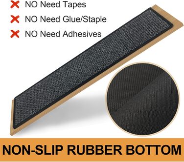 Сходинки, 4 шт. и, для дерев&39яних сходинок з нековзною гумовою основою, 100 поліестер, м&39які, стійкі до сходів, для дітей, людей похилого віку та домашніх тварин, 76,2 x 20,3 см, темно-сірі