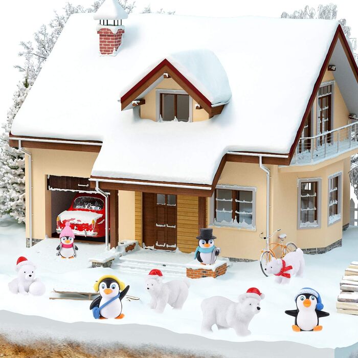 Набір мініатюрних фігурок FEPITO, 12 шт., зимовий декор зі смоли