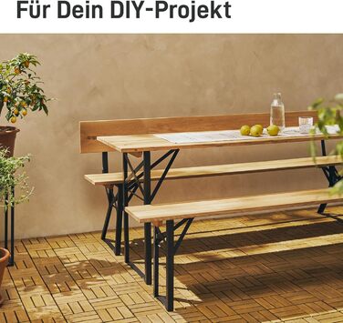 Набір для пивного саду Natural Goods Berlin, 2 предмети - металевий каркас для пивного столика (чорний, 70 см x 42 см) - ніжки для столу - міцний каркас столу для саду, патіо та кемпінгу, В70 x Ш42 см - стіл чорного кольору