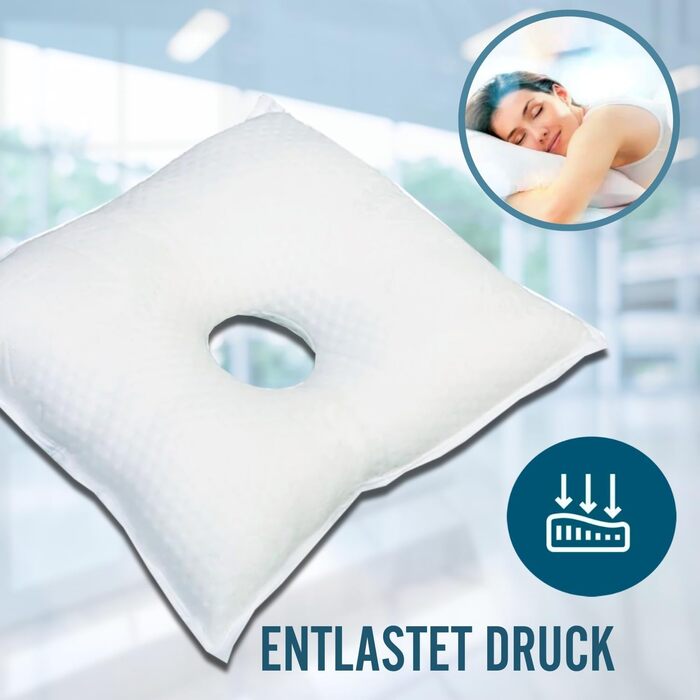 Вушна подушка OrtoPrime з отвором - ортопедична терапевтична протипролежнева подушка для зняття тиску на вуха - при хондродерматиті та пірсингу