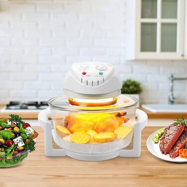 Тринтіонна галогенова піч Конвекційна піч маленька 17 літрів Галогенова конвекційна піч з конвекційним грилем з подовжувальним кільцем Галогенова піч 1400 Вт для овочів, м'яса