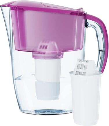 Фільтр для води AQUAPHOR Smile Cyclamen включно з 1 фільтром A5 з магнієм I Зменшує вапняний наліт і хлор I Графин на 2,9 л I Компактний і легкий фільтр для води I Настільний фільтр для води I Розміщується в дверцятах холодильника