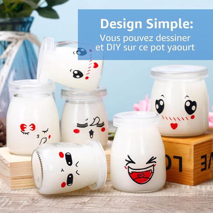 Банки для йогурту з кришками 150 мл, десертні банки з кришкою, йогуртові горщики з кришками для йогурту, десерту, пудингу, молока, варення, 36 шт.