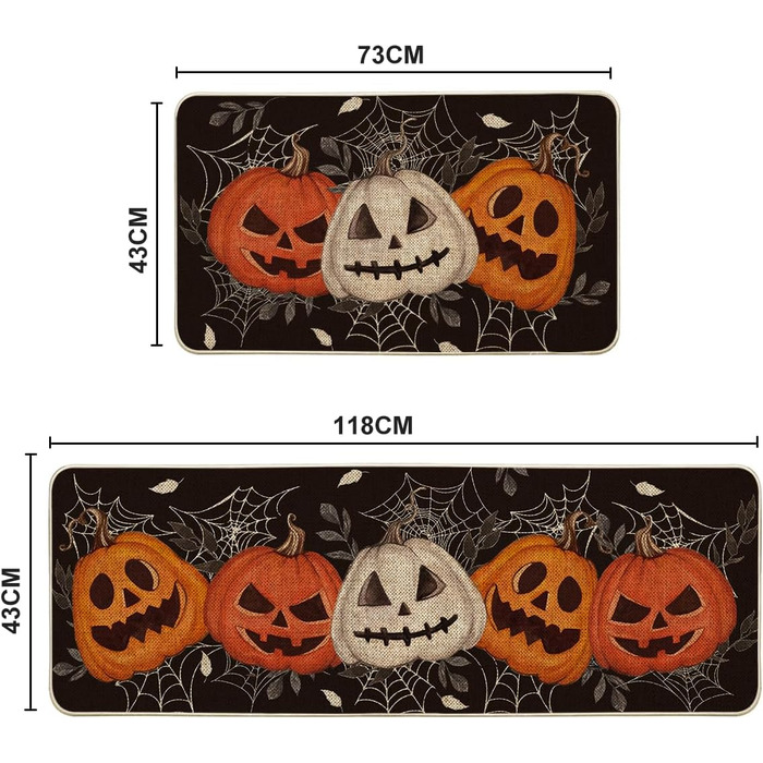 Модний павутинний килимок для кухні Jack-o'-Lantern Halloween набір з 2, миються декоративні кухонні килимки для внутрішнього і зо