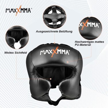 Головний убір MaxxMMA, розмір L/XL, бокс, MMA, тренування, кікбоксинг, спаринг, карате, тхеквондо, чорний