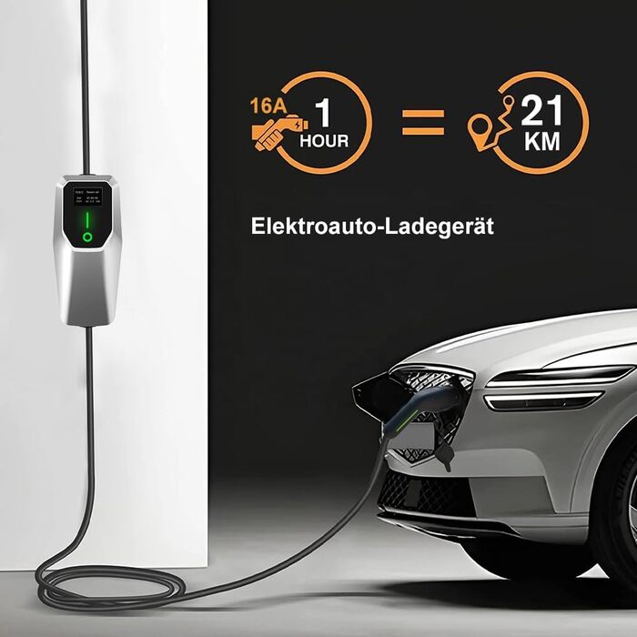 Зарядний пристрій для електромобілів AWESAFE Тип 2 schuko16A 3.7KW 1-фазний 5-метровий портативний зарядний кабель для електромобі