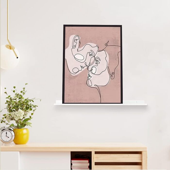 Настінна полиця MILUKA, біла металева Комплект із 2 настінних полиць довжиною 70 см Біла рейка для картин, рамок для картин, книг Настінні полиці для спальні, кухні, офісу, вітальні 70 x 10 см, біла, 2 шт.